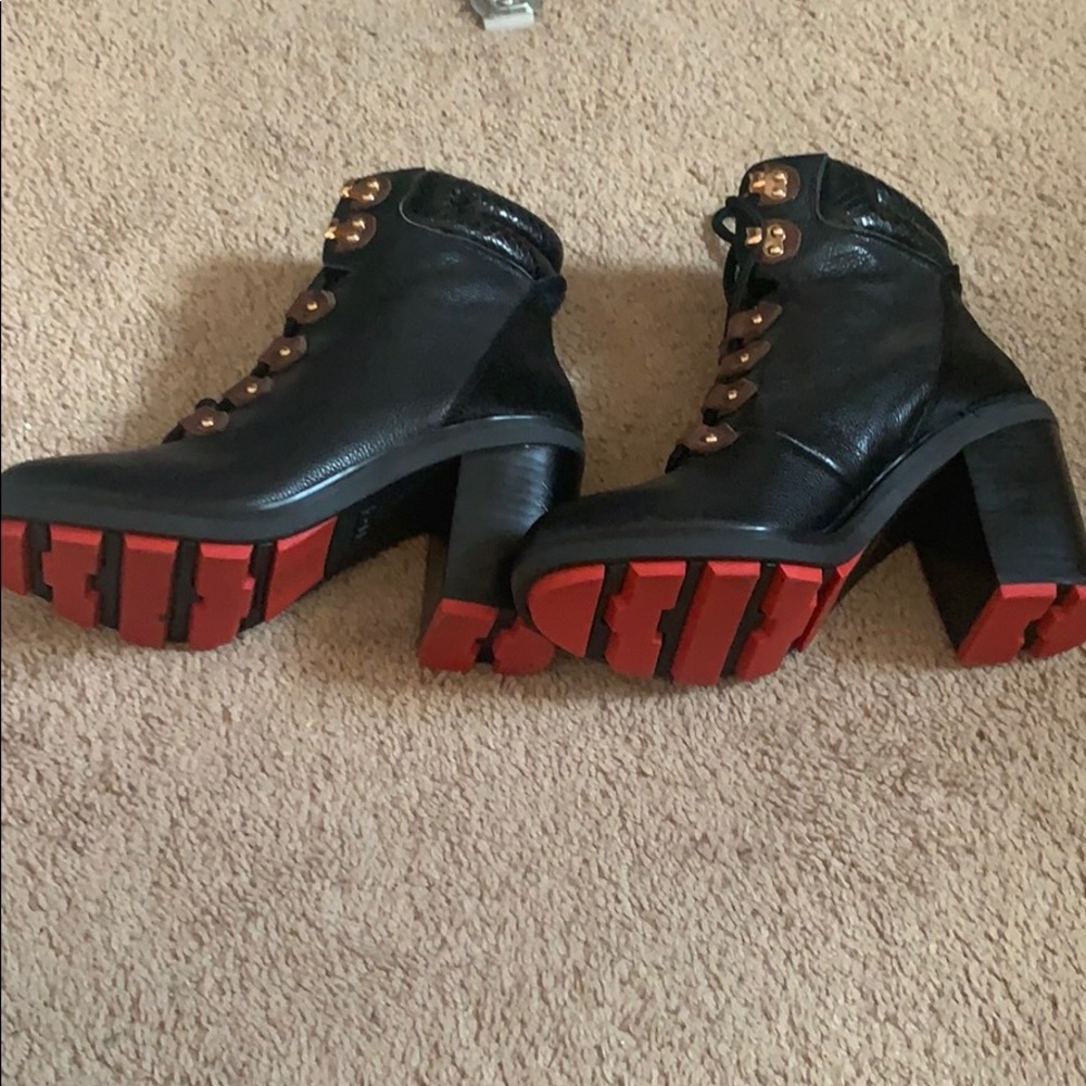 SOLD Leather calf hair suede booties